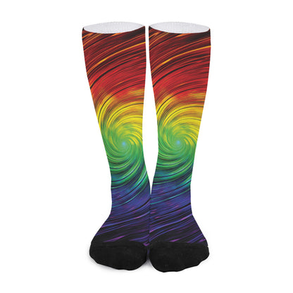 Colorful Swirl Print Long Socks