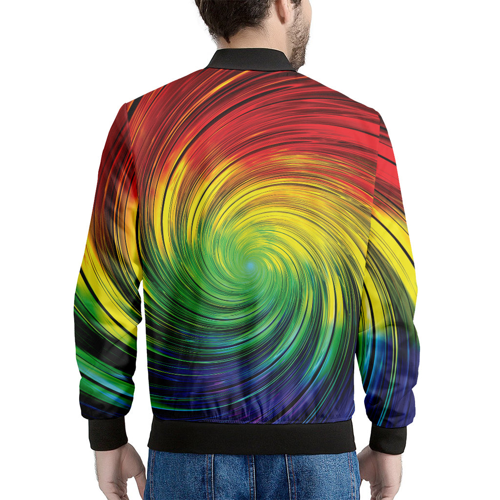 Colorful Swirl Print Men's Bomber Jacket