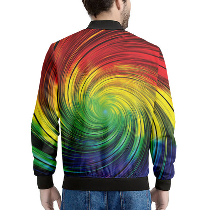Colorful Swirl Print Men's Bomber Jacket