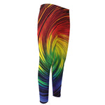 Colorful Swirl Print Men's Compression Pants