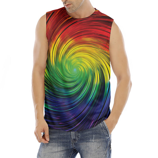Colorful Swirl Print Men's Fitness Tank Top