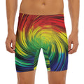 Colorful Swirl Print Men's Long Boxer Briefs