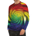 Colorful Swirl Print Men's Long Sleeve Rash Guard