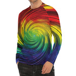 Colorful Swirl Print Men's Long Sleeve Rash Guard