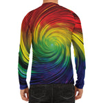 Colorful Swirl Print Men's Long Sleeve Rash Guard