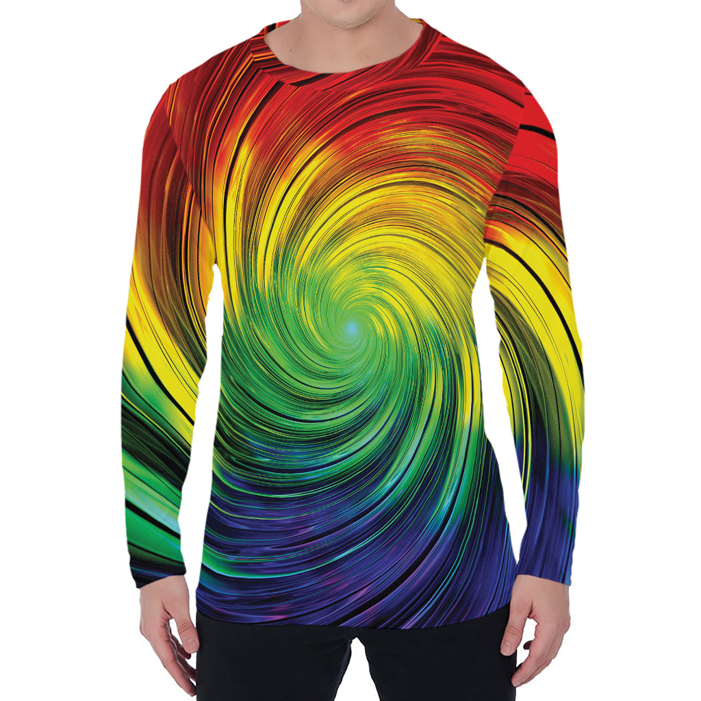 Colorful Swirl Print Men's Long Sleeve T-Shirt