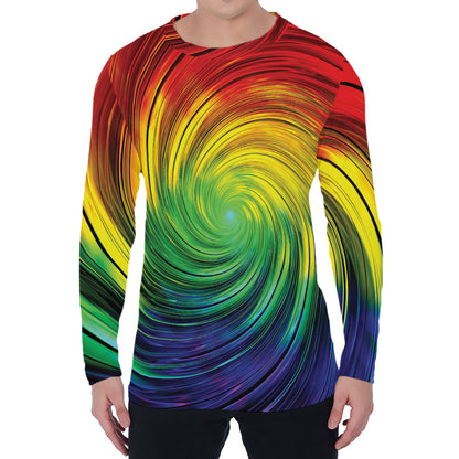 Colorful Swirl Print Men's Long Sleeve T-Shirt
