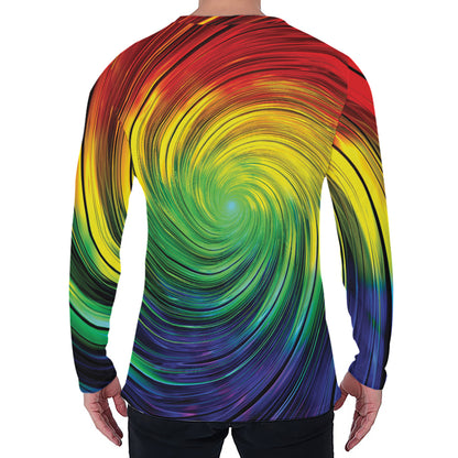 Colorful Swirl Print Men's Long Sleeve T-Shirt