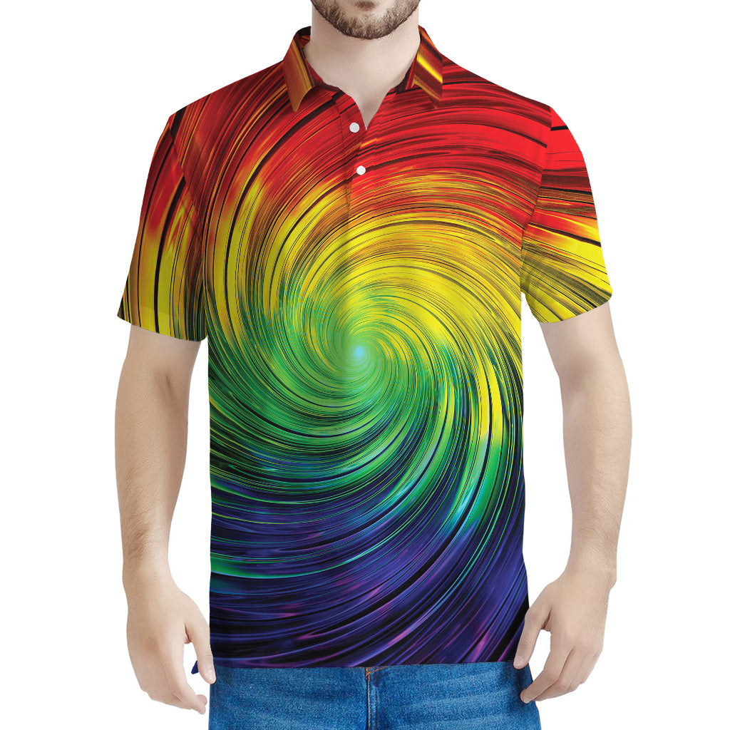 Colorful Swirl Print Men's Polo Shirt