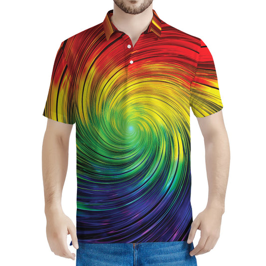 Colorful Swirl Print Men's Polo Shirt