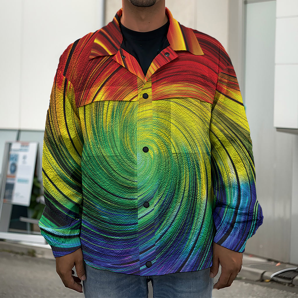Colorful Swirl Print Men's Shirt Jacket