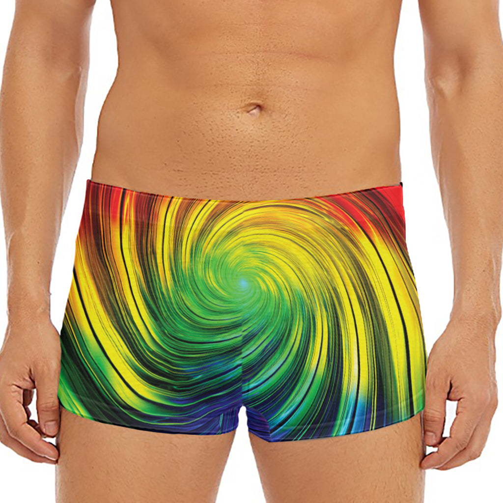 Colorful Swirl Print Men's Short Boxer Briefs
