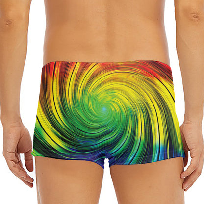 Colorful Swirl Print Men's Short Boxer Briefs