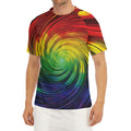 Colorful Swirl Print Men's Short Sleeve Rash Guard