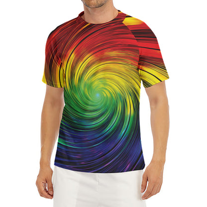 Colorful Swirl Print Men's Short Sleeve Rash Guard