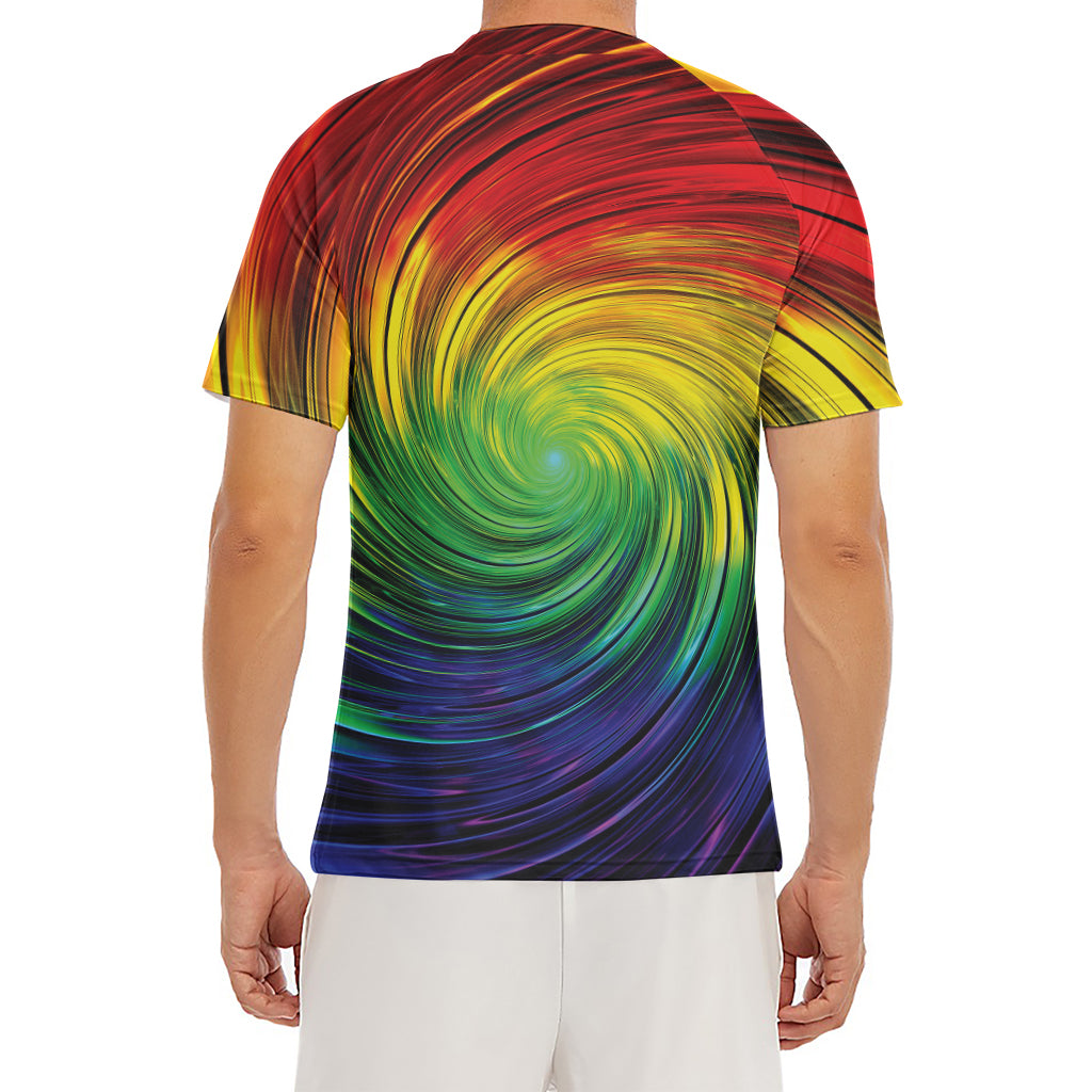 Colorful Swirl Print Men's Short Sleeve Rash Guard