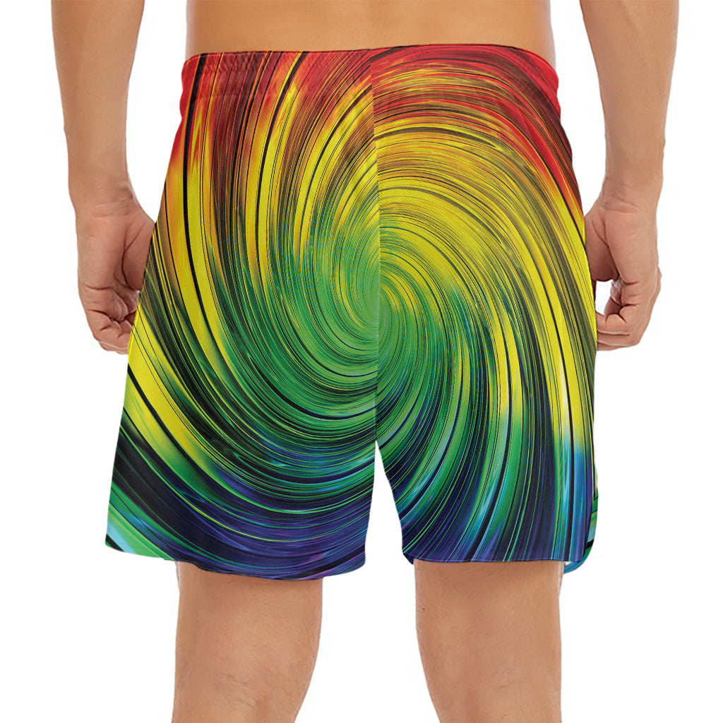 Colorful Swirl Print Men's Split Running Shorts