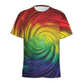 Colorful Swirl Print Men's Athletic T-Shirt
