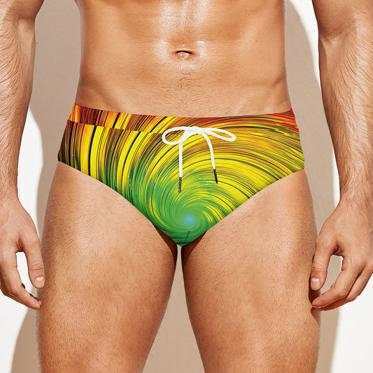 Colorful Swirl Print Men's Swim Briefs