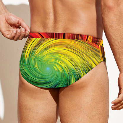 Colorful Swirl Print Men's Swim Briefs