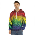 Colorful Swirl Print Men's Velvet Pullover Hoodie