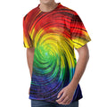 Colorful Swirl Print Men's Velvet T-Shirt