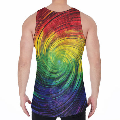 Colorful Swirl Print Men's Velvet Tank Top