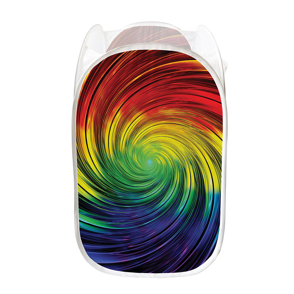 Colorful Swirl Print Mesh Laundry Hamper