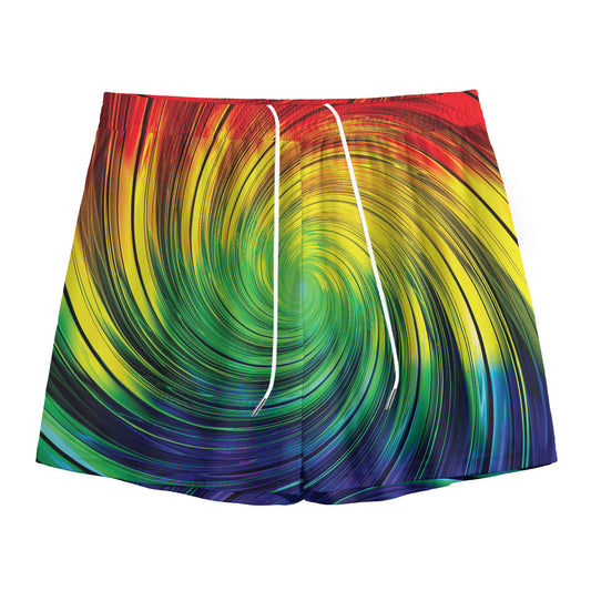 Colorful Swirl Print Mesh Shorts