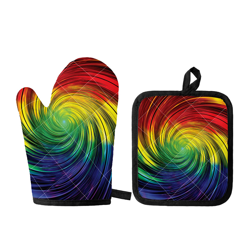 Colorful Swirl Print Oven Mitt And Pot Holder Set