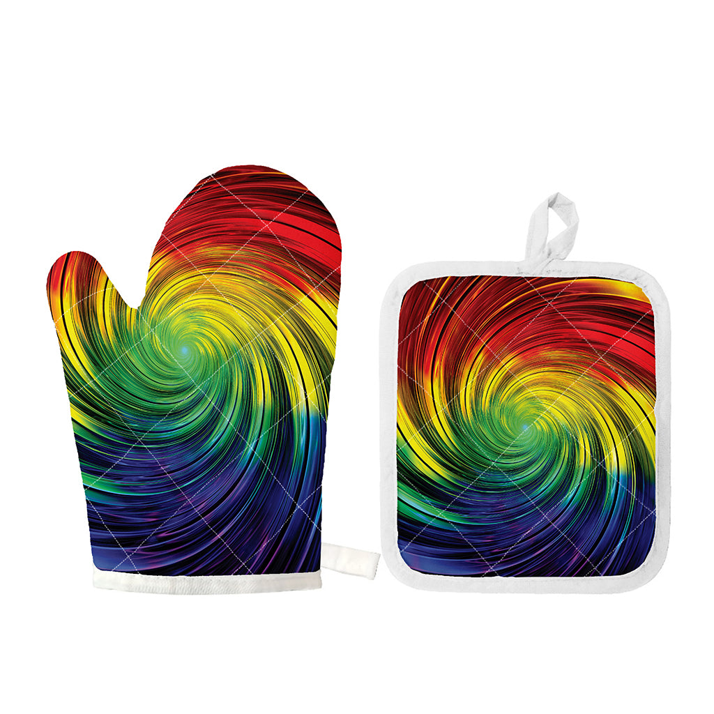 Colorful Swirl Print Oven Mitt And Pot Holder Set