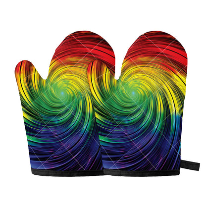 Colorful Swirl Print Oven Mitts