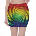 Colorful Swirl Print Pencil Mini Skirt