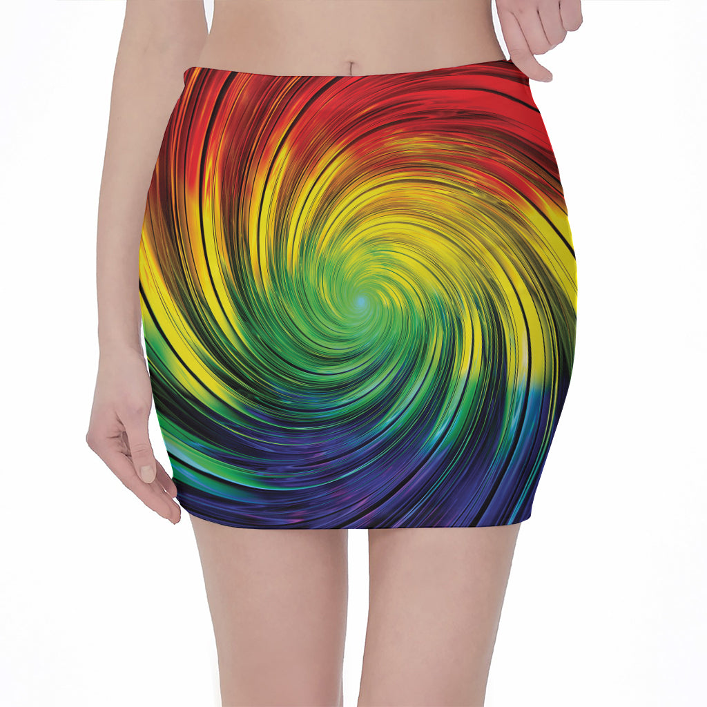 Colorful Swirl Print Pencil Mini Skirt
