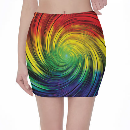 Colorful Swirl Print Pencil Mini Skirt