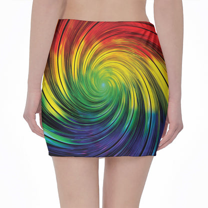 Colorful Swirl Print Pencil Mini Skirt