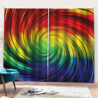 Colorful Swirl Print Pencil Pleat Curtains