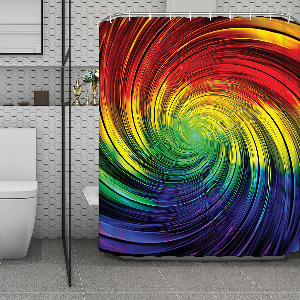 Colorful Swirl Print Polyester Shower Curtain