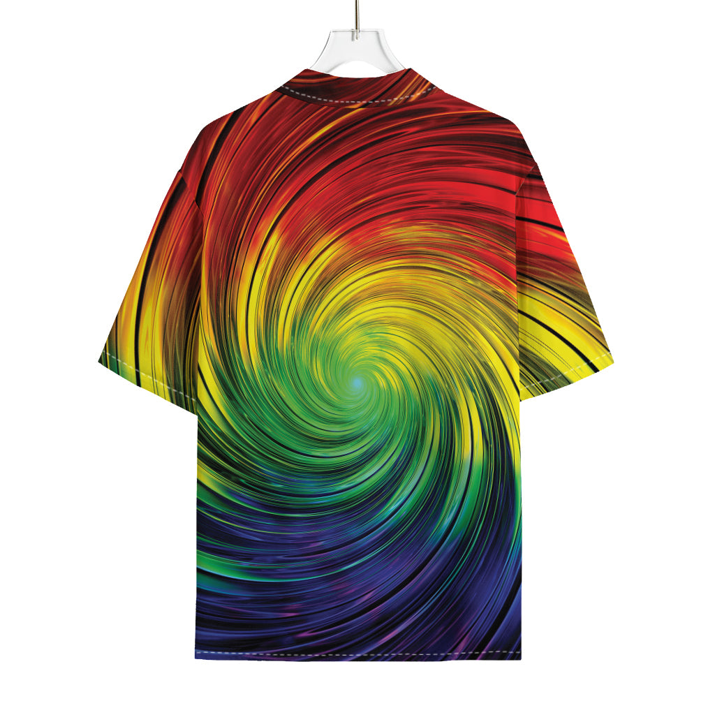 Colorful Swirl Print Rayon Hawaiian Shirt
