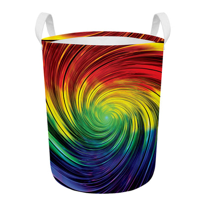Colorful Swirl Print Round Laundry Basket