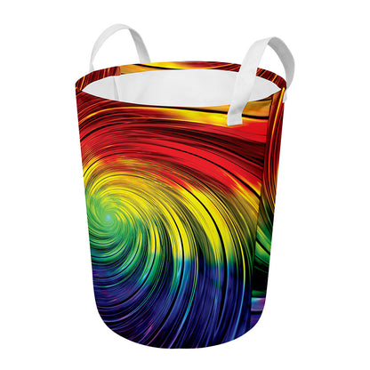 Colorful Swirl Print Round Laundry Basket