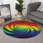 Colorful Swirl Print Round Rug