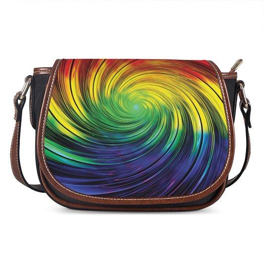 Colorful Swirl Print Saddle Bag
