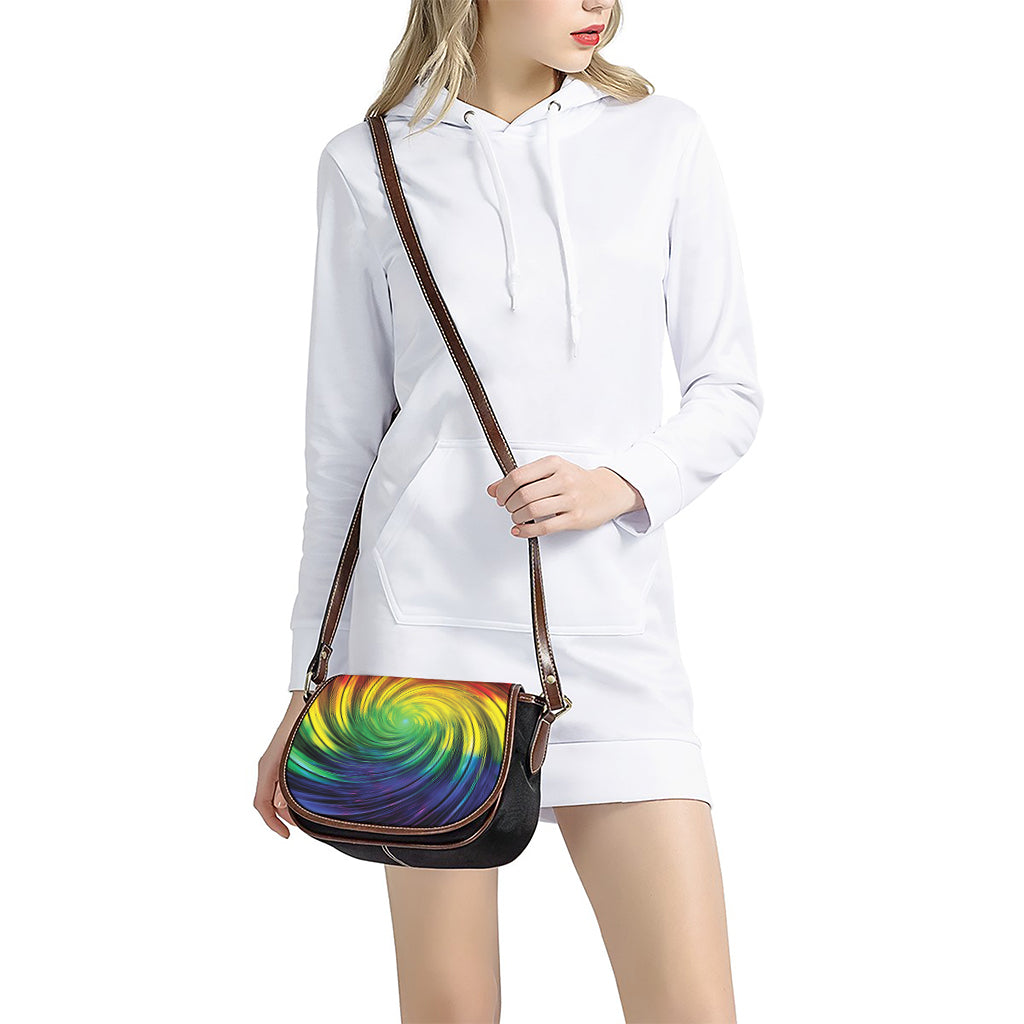 Colorful Swirl Print Saddle Bag
