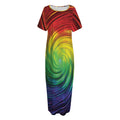 Colorful Swirl Print Short Sleeve Long Nightdress