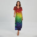 Colorful Swirl Print Short Sleeve Maxi Dress