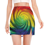 Colorful Swirl Print Side Slit Mini Skirt