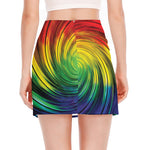 Colorful Swirl Print Side Slit Mini Skirt