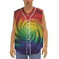 Colorful Swirl Print Sleeveless Baseball Jersey