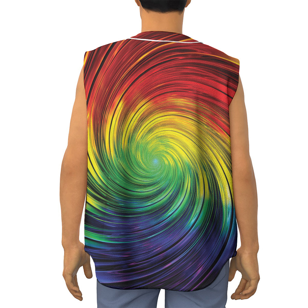 Colorful Swirl Print Sleeveless Baseball Jersey